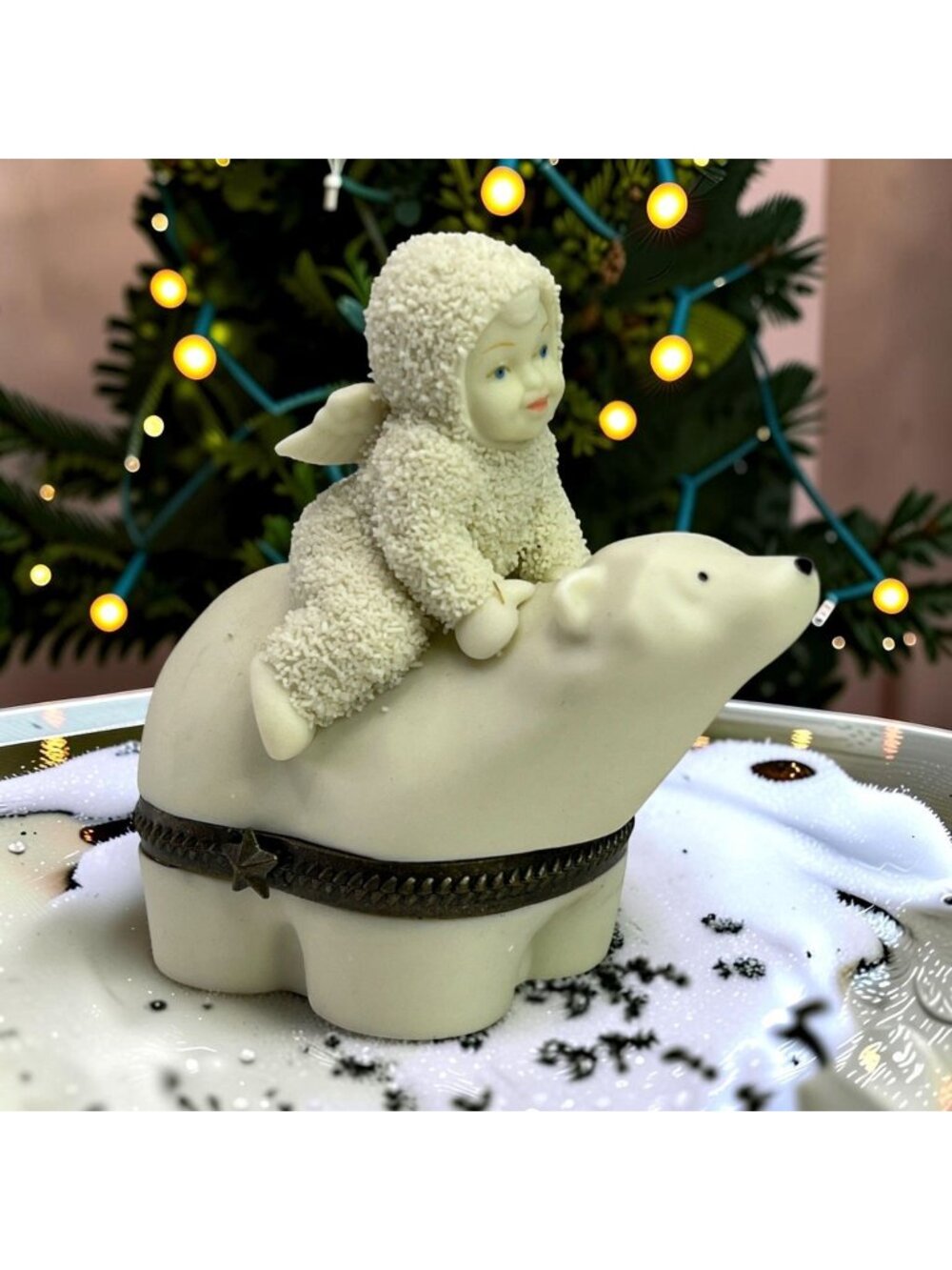 Snowbabies "Polar Express" Bisque Porcelain Hinged Box Collectible Figurine